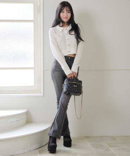 LIPSERVICE（リップサービス）の「2wayカラーツイードニットカーディガン（カーディガン/ボレロ・レディース・ブラック/ボルドー/アイボリー・FREE）」の21枚目の写真