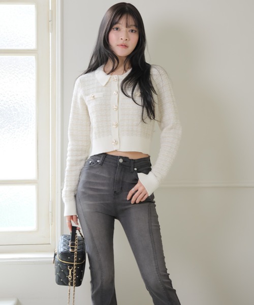 LIPSERVICE（リップサービス）の「2wayカラーツイードニットカーディガン（カーディガン/ボレロ・レディース・ブラック/ボルドー/アイボリー・FREE）」の15枚目の写真