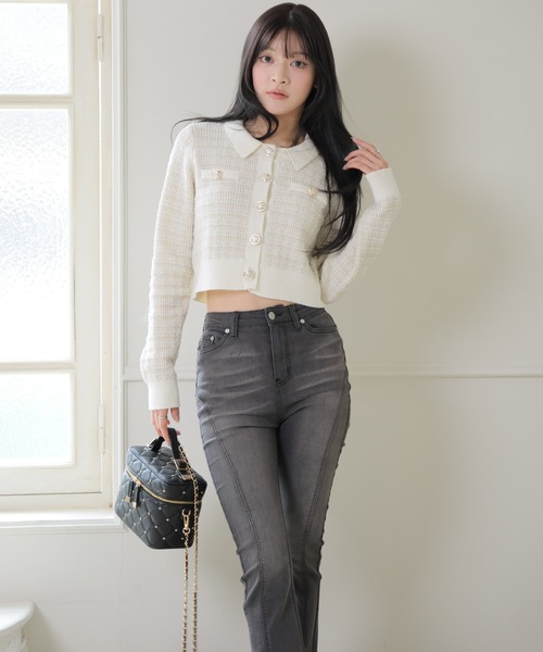 LIPSERVICE（リップサービス）の「2wayカラーツイードニットカーディガン（カーディガン/ボレロ・レディース・ブラック/ボルドー/アイボリー・FREE）」の16枚目の写真