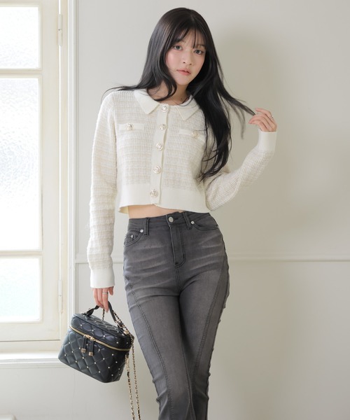 LIPSERVICE（リップサービス）の「2wayカラーツイードニットカーディガン（カーディガン/ボレロ・レディース・ブラック/ボルドー/アイボリー・FREE）」の17枚目の写真