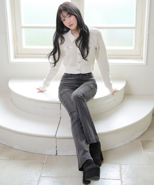 LIPSERVICE（リップサービス）の「2wayカラーツイードニットカーディガン（カーディガン/ボレロ・レディース・ブラック/ボルドー/アイボリー・FREE）」の18枚目の写真