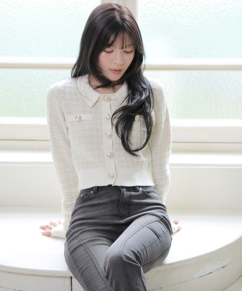 LIPSERVICE（リップサービス）の「2wayカラーツイードニットカーディガン（カーディガン/ボレロ・レディース・ブラック/ボルドー/アイボリー・FREE）」の19枚目の写真