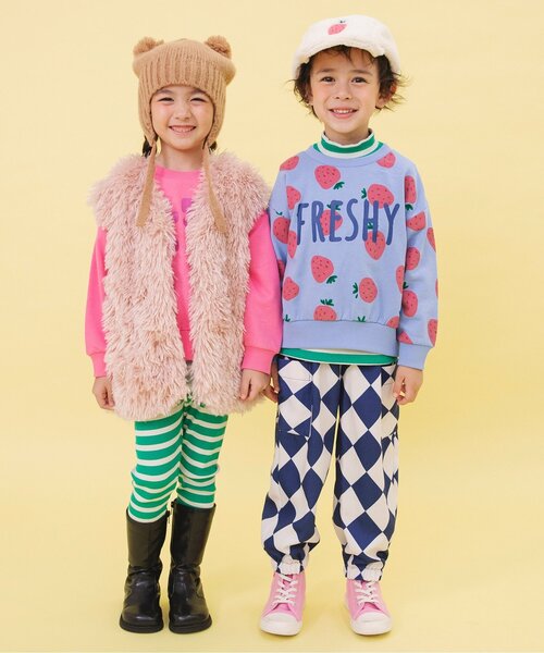 BREEZE(ブリーズ)の「【WEB限定/ジュニア対応】ボーダーリブパンツ(その他パンツ・キッズ・ブルー/オフホワイト/ピンク/グリーン・120/130/140/90/100/110)」の7枚目の写真