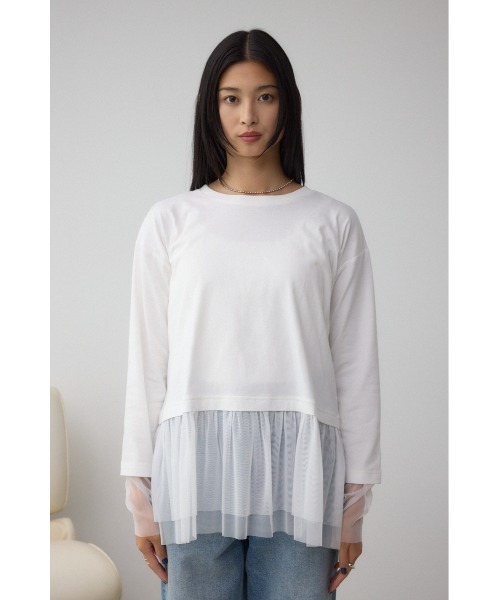 AZUL by moussy(アズールバイマウジー)の「アソートレイヤードペプラムトップス(Tシャツ/カットソー・レディース・ブラック/ホワイト・FREE)」の6枚目の写真