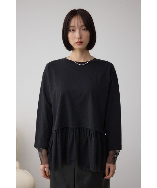 AZUL by moussy(アズールバイマウジー)の「アソートレイヤードペプラムトップス(Tシャツ/カットソー・レディース・ブラック/ホワイト・FREE)」の16枚目の写真