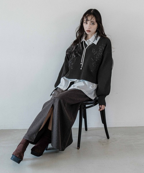 HARE（ハレ）の「ミニヘリンボーンナロースカート(HARE)（スカート・レディース・グレー/ブラック・FREE）」の9枚目の写真