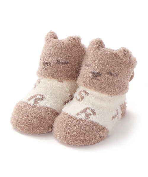 SLAP SLIP BABY（スラップスリップベビー）の「【お揃い】アニマルウサギクマロボットもこもこソックス(9~12cm)（ベビーシューズ/ベビーソックス・キッズ・ベージュ/ピンク/ブルー・FREE）」の2枚目の写真