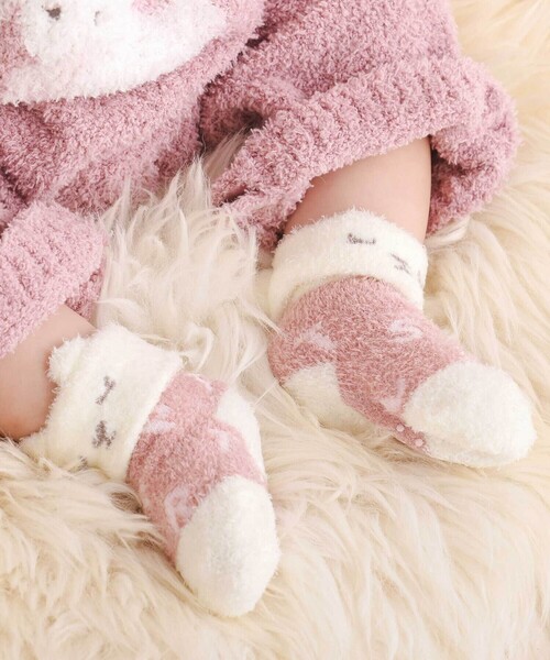 SLAP SLIP BABY（スラップスリップベビー）の「【お揃い】アニマルウサギクマロボットもこもこソックス(9~12cm)（ベビーシューズ/ベビーソックス・キッズ・ベージュ/ピンク/ブルー・FREE）」の4枚目の写真