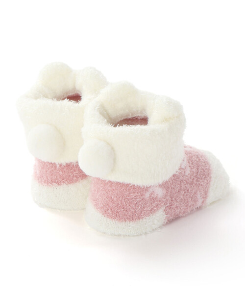 SLAP SLIP BABY（スラップスリップベビー）の「【お揃い】アニマルウサギクマロボットもこもこソックス(9~12cm)（ベビーシューズ/ベビーソックス・キッズ・ベージュ/ピンク/ブルー・FREE）」の6枚目の写真