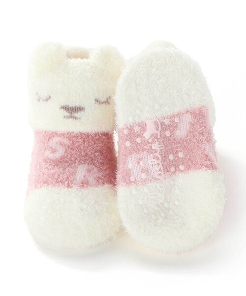 SLAP SLIP BABY（スラップスリップベビー）の「【お揃い】アニマルウサギクマロボットもこもこソックス(9~12cm)（ベビーシューズ/ベビーソックス・キッズ・ベージュ/ピンク/ブルー・FREE）」の7枚目の写真