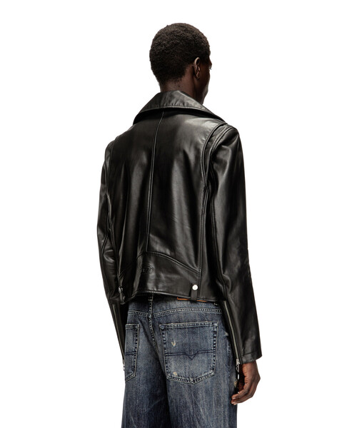 【本日限定値下】ディーゼル　ダブルライダースジャケット 黒 レザー メンズ ブラックダブルライダースジャケット L-EO-WRD（ライダース