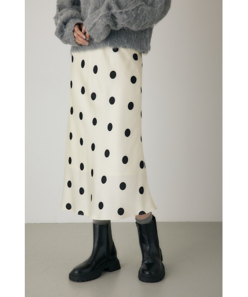 crie conforto(クリーコンフォルト)の「ドットプリントスカート ペチコート付き / ウエストゴム仕様 / 冬服(スカート・レディース・ブラック系その他/ホワイト系その他・MEDIUM/SMALL)」の2枚目の写真