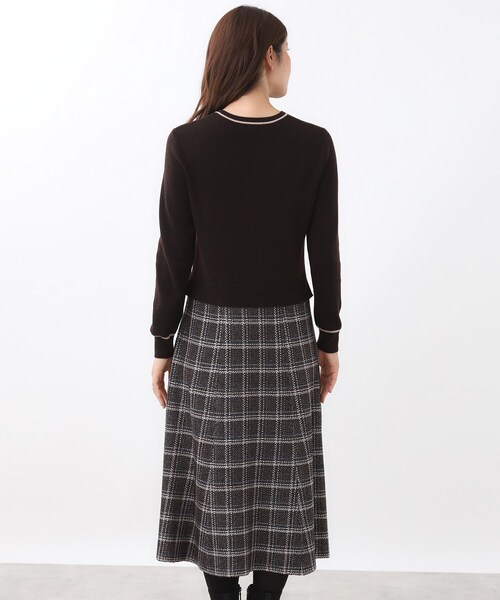 リフレクト　ニット　ドッキングワンピース　ベージュ　13号 Reflect（リフレクト） ワンピース 「春SALE／WEB限定カラーあり