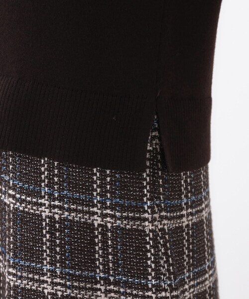 セール】【コートインでもすっきり◎】チェック柄ニットドッキング