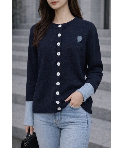 ♡シャルル♡ バイカラーハートポイントカーディガン（カーディガン/ボレロ）｜CHUL