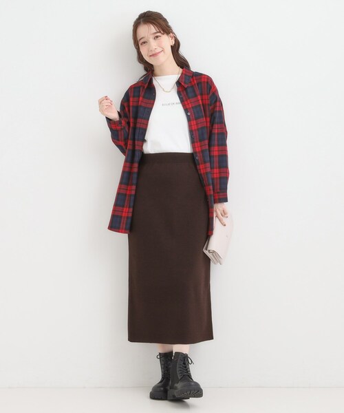 SHOO・LA・RUE（シューラルー）の「【毛玉レス/洗える】すっきり見えが叶う ナロースカート（スカート・レディース・ブラウン系その他/ブラック・04/03/02/01）」の9枚目の写真