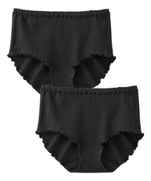 nissen（ニッセン）の「まるでＮＯパン　オーガニックコットン100％リブ ゆったり締め付けないショーツ２枚組（ウエストゴム取り替え可・選べるはきこみ丈）（ショーツ）」