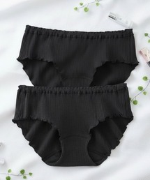 nissen（ニッセン）の「まるでＮＯパン　オーガニックコットン100％リブ ゆったり締め付けないショーツ２枚組（ウエストゴム取り替え可・選べるはきこみ丈）（ショーツ）」