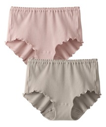 nissen（ニッセン）の「まるでＮＯパン　オーガニックコットン100％リブ ゆったり締め付けないショーツ２枚組（ウエストゴム取り替え可・選べるはきこみ丈）（ショーツ）」