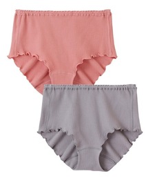 nissen（ニッセン）の「まるでＮＯパン　オーガニックコットン100％リブ ゆったり締め付けないショーツ２枚組（ウエストゴム取り替え可・選べるはきこみ丈）（ショーツ）」