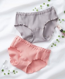 nissen（ニッセン）の「まるでＮＯパン　オーガニックコットン100％リブ ゆったり締め付けないショーツ２枚組（ウエストゴム取り替え可・選べるはきこみ丈）（ショーツ）」