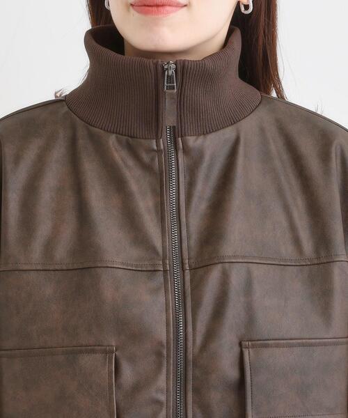 Cutie Blonde(キューティーブロンド)の「【S-LL】大人綺麗 レザー調リブブルゾン(ブルゾン・レディース・ダークブラウン/ブラック・01/02/03/04)」の14枚目の写真