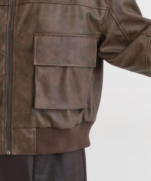 Cutie Blonde(キューティーブロンド)の「【S-LL】大人綺麗 レザー調リブブルゾン(ブルゾン・レディース・ダークブラウン/ブラック・01/02/03/04)」の18枚目の写真