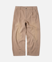 WASHED COTTON ONE TUCK PANTS _ BEIGE