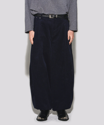 Corduroy deep tuck semi balloon pants dark navy