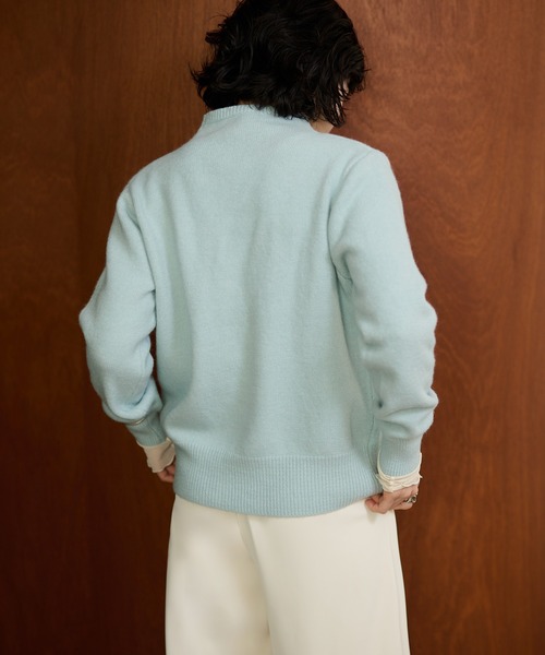LAULEN（ローレン）の「square button knit cardigan /スクエアボタンオフネックニットカーディガン（カーディガン/ボレロ・レディース・ライトブルー/アイボリー/イエロー・FREE）」の6枚目の写真