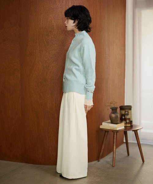 LAULEN（ローレン）の「square button knit cardigan /スクエアボタンオフネックニットカーディガン（カーディガン/ボレロ・レディース・ライトブルー/アイボリー/イエロー・FREE）」の11枚目の写真