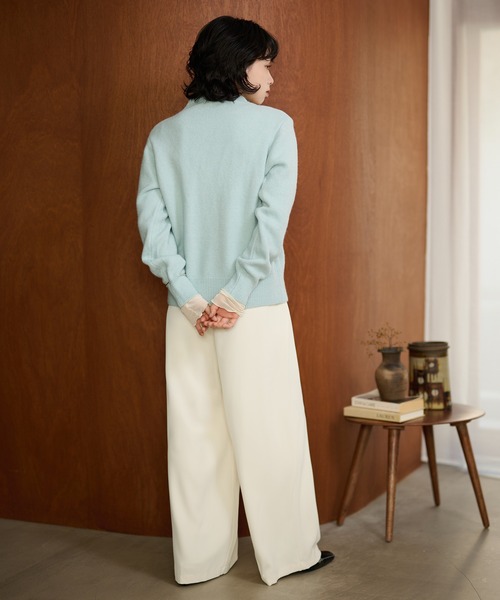 LAULEN（ローレン）の「square button knit cardigan /スクエアボタンオフネックニットカーディガン（カーディガン/ボレロ・レディース・ライトブルー/アイボリー/イエロー・FREE）」の12枚目の写真