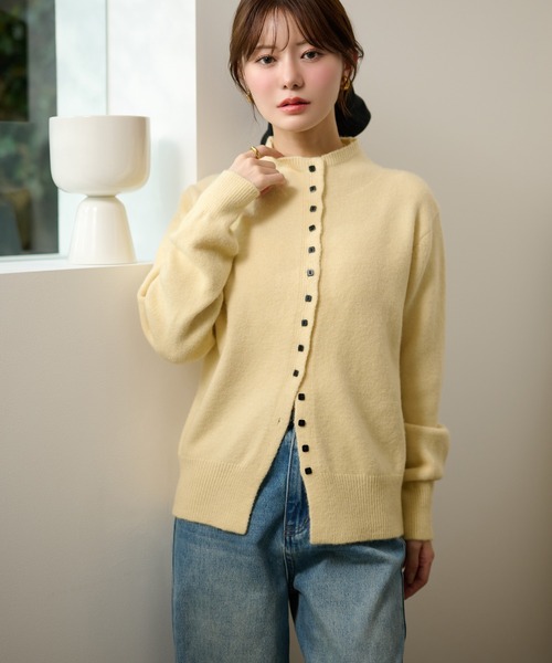 LAULEN（ローレン）の「square button knit cardigan /スクエアボタンオフネックニットカーディガン（カーディガン/ボレロ・レディース・ライトブルー/アイボリー/イエロー・FREE）」の18枚目の写真