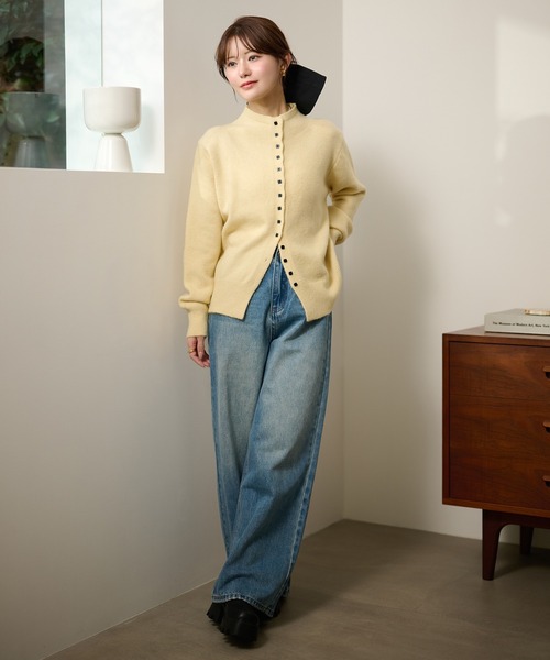 LAULEN（ローレン）の「square button knit cardigan /スクエアボタンオフネックニットカーディガン（カーディガン/ボレロ・レディース・ライトブルー/アイボリー/イエロー・FREE）」の20枚目の写真