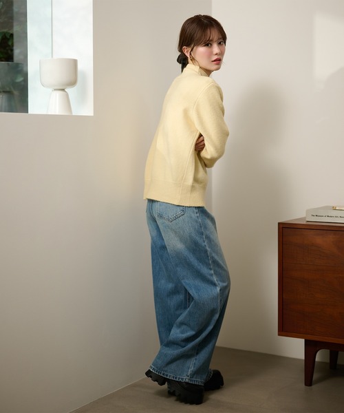 LAULEN（ローレン）の「square button knit cardigan /スクエアボタンオフネックニットカーディガン（カーディガン/ボレロ・レディース・ライトブルー/アイボリー/イエロー・FREE）」の22枚目の写真
