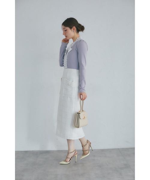 tocco closet(トッコ クローゼット)の「レースボウタイリボン付き配色ニットプルオーバー(ニット/セーター・レディース・ネイビー/ブラック/グレー・M)」の11枚目の写真