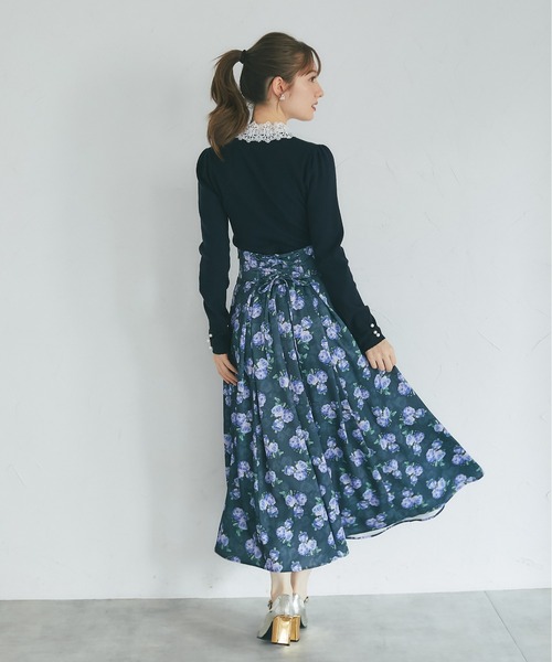tocco closet(トッコ クローゼット)の「レースボウタイリボン付き配色ニットプルオーバー(ニット/セーター・レディース・ネイビー/ブラック/グレー・M)」の21枚目の写真