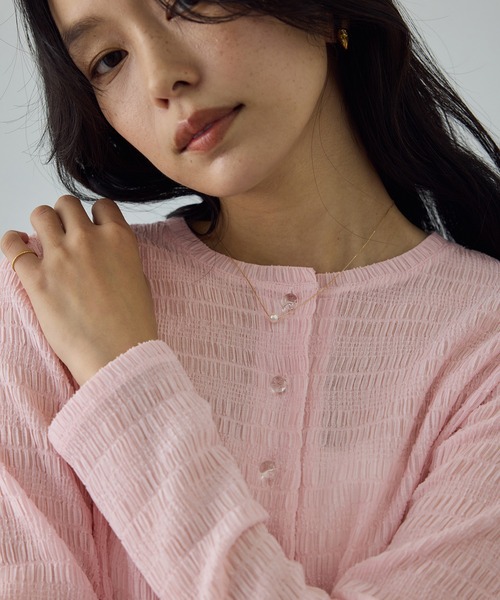 ROPE'(ロペ)の「ボタニカルダイコンパクトカーディガン/イージーケア・アンサンブル対応(カーディガン/ボレロ・レディース・サックスブルー/オレンジ系その他4/ピンク系その他2・FREE)」の3枚目の写真