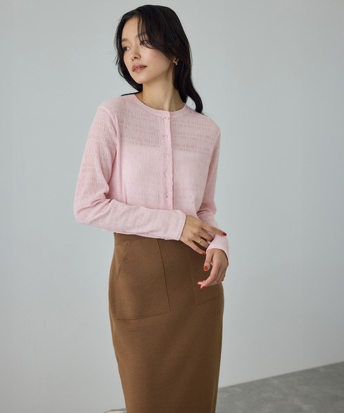 ROPE'(ロペ)の「ボタニカルダイコンパクトカーディガン/イージーケア・アンサンブル対応(カーディガン/ボレロ・レディース・サックスブルー/オレンジ系その他4/ピンク系その他2・FREE)」の4枚目の写真