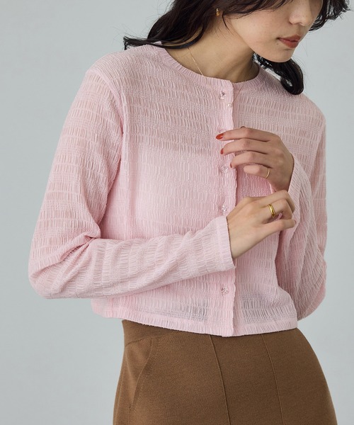 ROPE'(ロペ)の「ボタニカルダイコンパクトカーディガン/イージーケア・アンサンブル対応(カーディガン/ボレロ・レディース・サックスブルー/オレンジ系その他4/ピンク系その他2・FREE)」の5枚目の写真