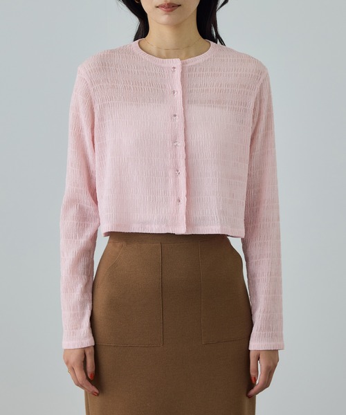 ROPE'(ロペ)の「ボタニカルダイコンパクトカーディガン/イージーケア・アンサンブル対応(カーディガン/ボレロ・レディース・サックスブルー/オレンジ系その他4/ピンク系その他2・FREE)」の6枚目の写真