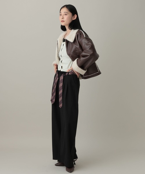 3.3 Field Trip （3.3フィールドトリップ）の「3.3 Field Trip／タイ付きワイドスラックス（その他パンツ・レディース・グレー/ブラック・SMALL/MEDIUM）」の4枚目の写真