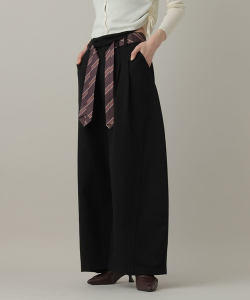 3.3 Field Trip （3.3フィールドトリップ）の「3.3 Field Trip／タイ付きワイドスラックス（その他パンツ・レディース・グレー/ブラック・SMALL/MEDIUM）」の6枚目の写真