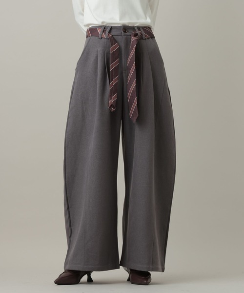 3.3 Field Trip （3.3フィールドトリップ）の「3.3 Field Trip／タイ付きワイドスラックス（その他パンツ・レディース・グレー/ブラック・SMALL/MEDIUM）」の11枚目の写真