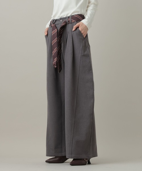 3.3 Field Trip （3.3フィールドトリップ）の「3.3 Field Trip／タイ付きワイドスラックス（その他パンツ・レディース・グレー/ブラック・SMALL/MEDIUM）」の12枚目の写真