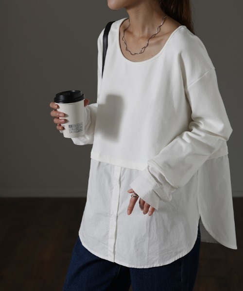 HUG.U(ハグユー)の「<選べる裏地> フェイクレイヤードシャツ(Tシャツ/カットソー・レディース・ホワイト系その他/ホワイト/ブラック系その他/ブラック系その他2・FREE)」の15枚目の写真