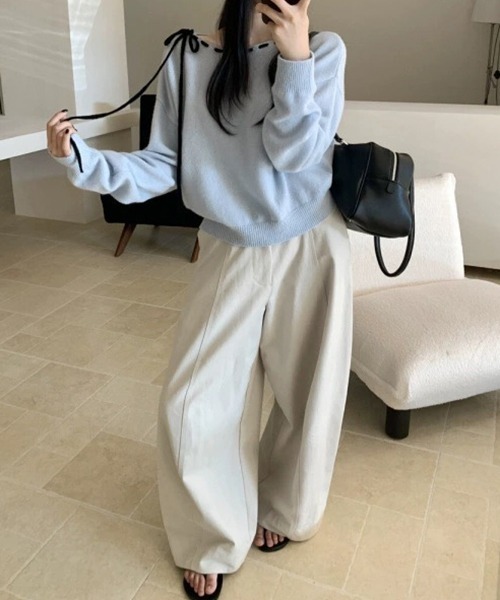 gossip！ロサンゼルス（ゴシップロサンゼルス）の「YUGA　ドローストリング　プルオーバートップス（ニット/セーター・レディース・ライトグレー/ライトブルー/ピンク・FREE）」の7枚目の写真