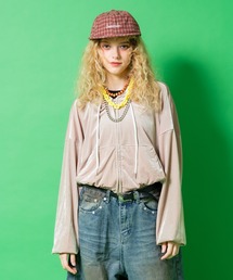 a.p.o.v.（エーピーオービー）の「a.p.o.v. クラッシュソフトベロアオーバーサイズクロップドジップアップパーカー（パーカー）」