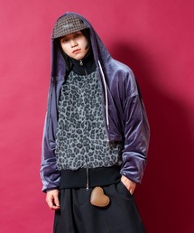 a.p.o.v. クラッシュソフトベロアオーバーサイズクロップドジップアップパーカー