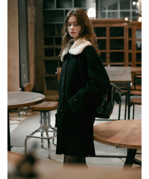 PERRIS wool handmade half coat_BLACK（チェスターコート）｜LENINA